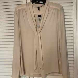 BCBGMaxAzria Cream Tie-Neck Blouse